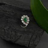 Zircon & Emerald Drop Nose Pin