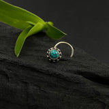Round Turq Nose Pin