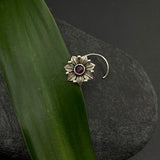 Intricate Ruby Flower Nose Pin