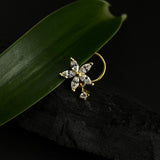 Zircon Flower Droplet Nose Pin