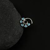 Aqua Crescent Nose Pin