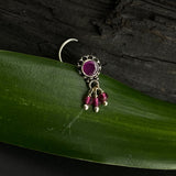 Ruby Hanging Beads Nose Pin