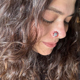 Red Bloomed Flower Nose Pin