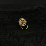 Ruby Zircon Flower Nose Pin