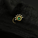 Emerald & Zircon Petals Nose Pin