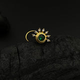 Emerald & Zircon Petals Nose Pin