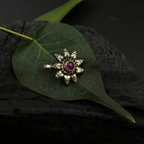 Bloomed Ruby Flower Nose Clip-On