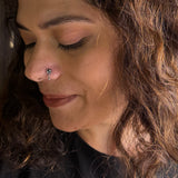 Silver Flower Hanging Bead Nose Pin