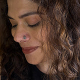 Ethnic Hanging Bead Nose Pin (pink)