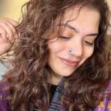 Black Flower Nose Pin