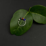 Black Blue Red Beads Ring