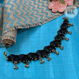 Black Macrame & Brass Droplets Anklet