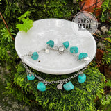 Turq & Silver Charms Anklet