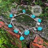 Turq & Silver Charms Anklet