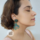Beaded Fish Earrings (Emerald Green)