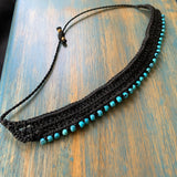 Black Macrame With Turquoise Beads