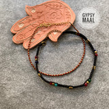 Deep Red Beads & Macrame Anklet