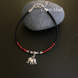 Gypsy Ele Anklet (Red & Black Beads)