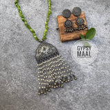 Lime Green & Silver Necklace & Earrings