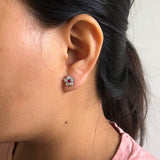 Ruby & Zircon Floral Ear Studs