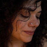 Zircon Floral Nose Pin (Gold Plated)