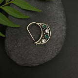 Emerald & Zircon Crescent Moon Nath