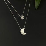 Star & Moon Pendant With Chain