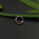 Green & Deep Red Beads Nose Ring (8.56mm)