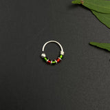 Green & Deep Red Beads Nose Ring (8.56mm)