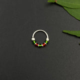 Green & Deep Red Beads Nose Ring (8.56mm)