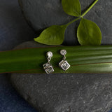 Zircon In A Cube Drop Ear studs