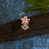 Pink Onyx Petals Nose Pin