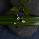 Zircon In A Cube Drop Ear studs