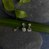 Zircon In A Cube Drop Ear studs