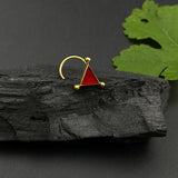 Red Pyramid Nose Pin (gold plated)