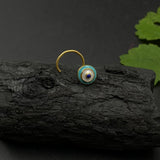 Turq Evil Eye Nose Pin (Gold Plated)