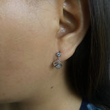 Zircon In A Cube Drop Ear studs