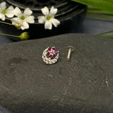 Ruby Zircon Crescent Nose Pin