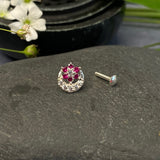 Ruby Zircon Crescent Nose Pin