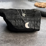 Star & Moon Pendant With Chain