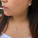 Square Pendant & Ear Studs Set
