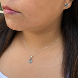 Silver Rose Pendant & Ear Studs