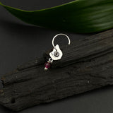 Silver Shell Hanging Bead Nose Pin (Pink)