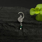 Silver Shell Hanging Bead Nose Pin (Green)