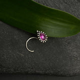 Pink Kundan Drop Nose Pin