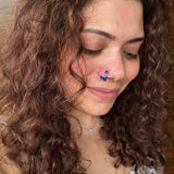 Blue Hanging Beads Nose Pin