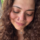 Deep Maroon Hanging Beads Nose Pin