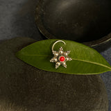 Pretty Flower Nose Pin (red)