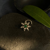 Pretty Flower Nose Pin (Emerald)