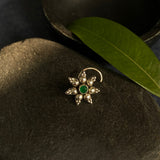 Pretty Flower Nose Pin (Emerald)